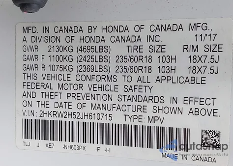 2018 Honda Cr-V Ex from USA, damaged, VIN 2HKRW2H52JH610715
